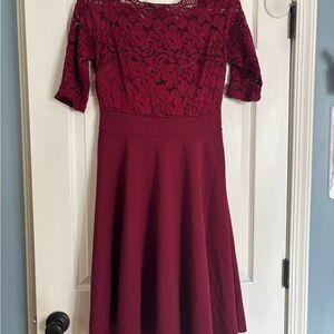 Elegant Burgundy Lace Dress